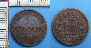 1859 - 1 pfennig - Maximilian II., Bavorsko