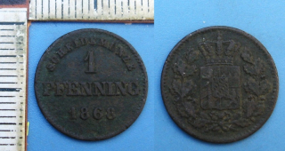 1868 - 1 pfennig - Maximilian II., Bavorsko