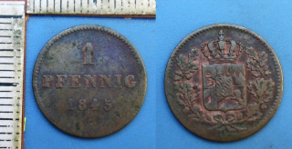 1845 - 1 pfennig - Ludwig I., Bavorsko