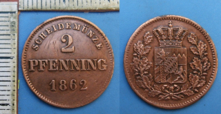 1862 - 2 pfennig - Maximilian II., Bavorsko