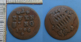 1796 - 1 pfennig -  Karl Theodor, Bavorsko