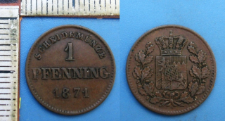 1871 - 1 pfennig - Maximilian II., Bavorsko