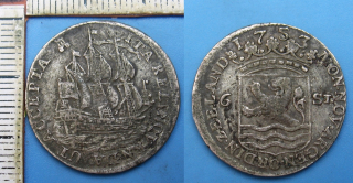 1753 - 6 stuivers, stříbro - Nizozemí, Zeeland, Scheepjesschelling