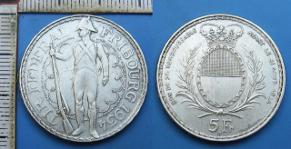 1934 B - 5 francs, stříbro - Švýcarsko, Tir Federal Fribourg