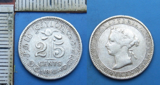 1893 - 25 cents, stříbro - Britský Cejlon, Victoria