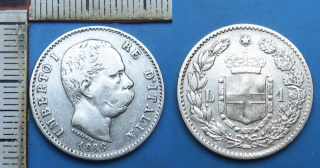 1886 - 1 lira, stříbro - Itálie, Umberto I.