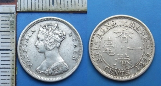 1893 - 10 cents, stříbro - Britský Hong Kong, Victoria