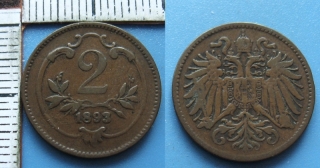 1893 - 2 heller - František Josef I.