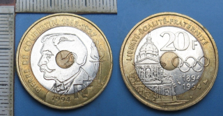 1994 - 20 francs - Francie, Pierre de Coubertin