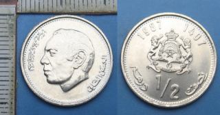 1987 - 1/2 dirham - Maroko, Hassan II.