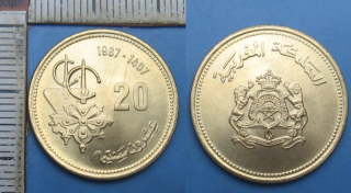1987 - 20 santim - Maroko, Hassan II.