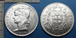 1916 - 1 escudo, stříbro - Portugalsko