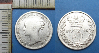1876 - 3 pence, stříbro - Velká Británie, Victoria