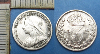1899 - 3 pence, stříbro - Velká Británie, Victoria