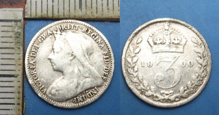 1900 - 3 pence, stříbro - Velká Británie, Victoria