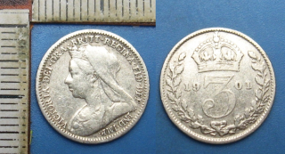 1901 - 3 pence, stříbro - Velká Británie, Victoria