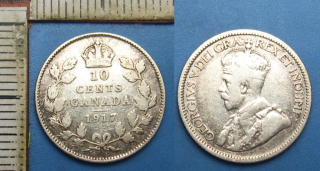 1917 - 10 cents, stříbro - Kanada, Jiří V.