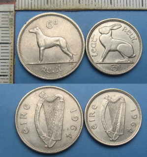 1964 - 3 a 6 pence - 2x Irsko