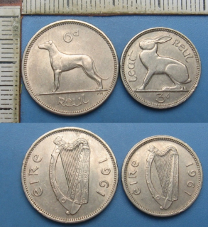 1961 - 3 a 6 pence - 2x Irsko