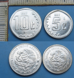 1997 - 5 a 10 centavos - 2x Mexiko