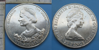 1980 - 25 pence - Guernsey, The Queen Mother
