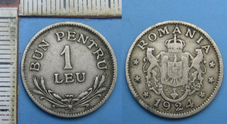 1924 blesk - 1 leu - Rumunsko
