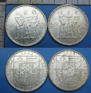 1933, 34 - 2x 20 korun, stříbro