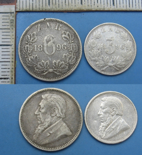 1896 - 3 a 6 pence, stříbro - 2x Zuid Afrika - Jižní Afrika