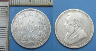 1893 -  6 pence, stříbro - Zuid Afrika - Jižní Afrika