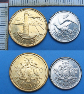 2000 - 5 a 10 cents - 2x Barbados