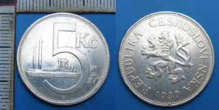 1930 - 5 korun, stříbro