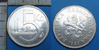 1929 - 5 korun, stříbro