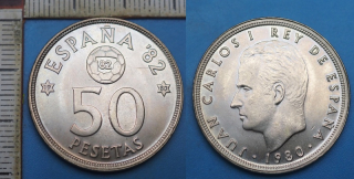 1980 - 50 pesetas - Španělsko, Juan Carlos I., Espaňa 82
