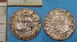 1024–1030 - 1 penny, stříbro - Knut Veliký zvaný Císař severu, Anglie, Londýn, krásná a vzácná, jeden z posledních velkých vikingských králů