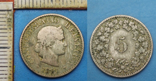1891 B - 5 rappen - Švýcarsko