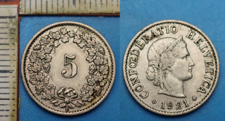 1921 B - 5 rappen - Švýcarsko