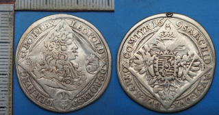 1695 KB - 1/4 tolaru, stříbro - Leopold I., m.o.