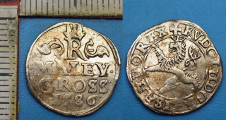 1586 - maley groš, stříbro - Rudolf II., pěkný