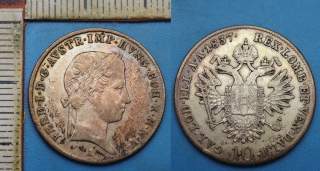 1837 A - 10 krejcar, stříbro - Ferdinand V., Vídeň