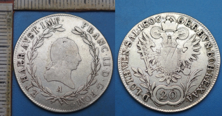 1806 A - 20 krejcar, stříbro - František I., Vídeň