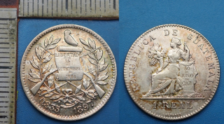 1897 - 1 real, stříbro - Guatemala, krásný