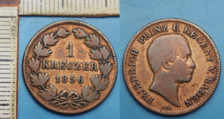 1856 - 1 kreuzer - Friedrich, Baden, Karlsruhe