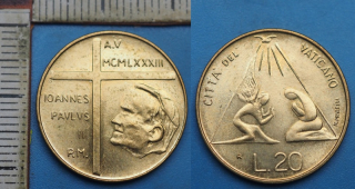 1983 - 20 lir - Jan Pavel II., Vatikán