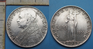 1955 - 100 lir - Pius XII., Vatikán