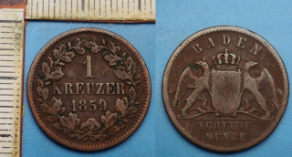 1859 - 1 kreuzer - Friedrich, Baden, Karlsruhe