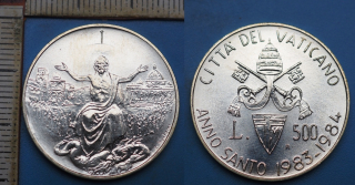 1983 - 500 lir, stříbro - Jan Pavel II., Vatikán, Svatý rok