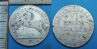 1764 IDB - 1/6 tolaru, stříbro - Karl I., Brunswick-Wolfenbuttel