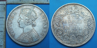 1900 - 1 rupee, stříbro - Britská Indie, Victoria