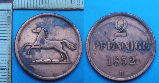 1852 B - 2 pfennige - Wilhelm, Brunswick-Wolfenbuttel