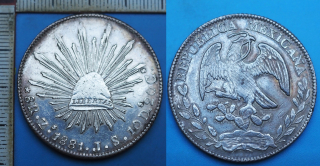 1881 Zs JS - 8 reales, stříbro - Mexiko, Zacatecas, pěkný